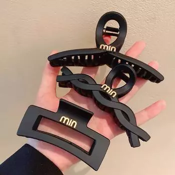 Однотонные черные заколки для волос, нескользящие акриловые большие заколки с геометрическим рисунком для женщин и девочек, темпераментные заколки для волос, аксессуары для волос