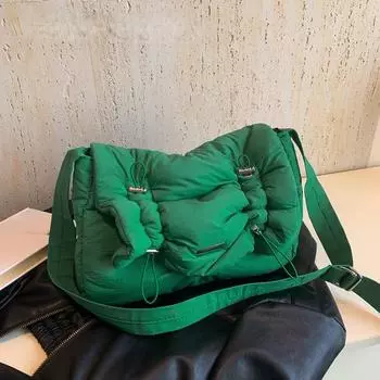 Однотонные дизайнерские сумки на плечо из мягкой ткани для женщин 2024, корейская модная женская сумка-шопер, сумки через плечо коричневый