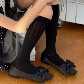 Однотонные длинные носки, чулки, женские хлопковые тонкие дышащие гольфы JK в японском стиле, черные, белые, серые, женские чулки фиолетовый