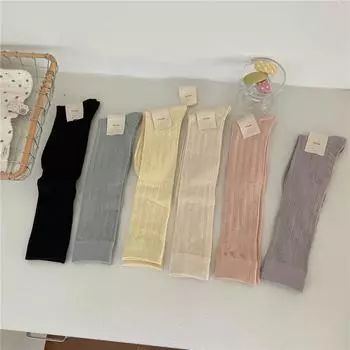 Однотонные длинные носки, чулки, женские хлопковые тонкие дышащие гольфы JK в японском стиле, черные, белые, серые, женские чулки фиолетовый