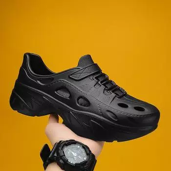 Однотонные дырчатые туфли для мужчин, мягкие подошвы, сандалии, нескользящая рабочая обувь, тапочки 39 серый