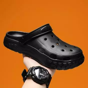 Однотонные дырчатые туфли мужские нескользящие тапочки-мешки двойного назначения с мягкой подошвой, наступающие на дерьмо пляжные сандалии производитель 39 серый