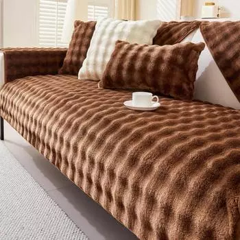 Однотонные фланелевые чехлы для диванов, зимние теплые мягкие плюшевые диваны, коврики, подушки, роскошные нескользящие чехлы для диванов, подлокотники, полотенца, декор 70x70 A