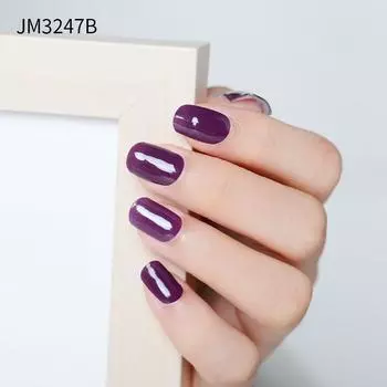 Однотонные гелевые наклейки для ногтей на 20 пальцев, универсальные, самоклеящиеся, водостойкие, долговечные, отклеивающиеся на 14 дней, фототерапия, красота JM024