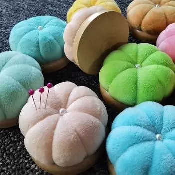 Однотонные игольницы в форме тыквы, подушка для иголок, бархатная подставка для иголок, коврик для подушки своими руками, аксессуары для шитья