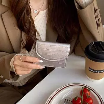 Однотонные кошельки из крокодиловой кожи Ins Style Card Bag повседневные кошельки для монет для девочек кофейный