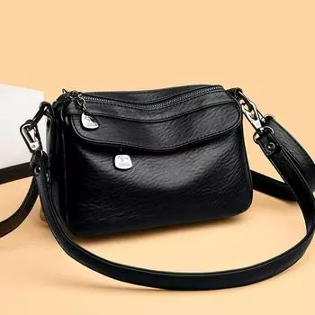 Однотонные кожаные модные сумки через плечо с двойными карманами для женщин, новая трендовая дизайнерская дорожная сумка, женские сумки и кошельки