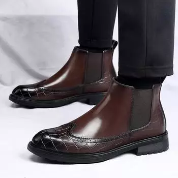 Однотонные кожаные туфли для мужчин Броги весна осень новые дизайнерские мужские туфли модные британские повседневные лоферы мужские 38 чёрный