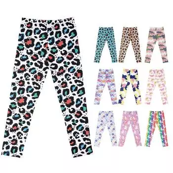 Однотонные леггинсы с принтом для девочек 4–12 лет 110