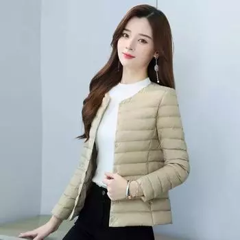 Однотонные легкие пуховики для женщин, зимние, с круглым/v-образным вырезом, стеганые, на пуговицах, теплые, короткие, мягкие, удобные, тонкие, короткие, стеганые куртки M чёрный