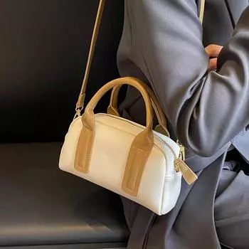 Однотонные модные контрастные цвета с внутренним отделением сумки через плечо мягкие новые сумки для женщин женские сумки из искусственной кожи на молнии