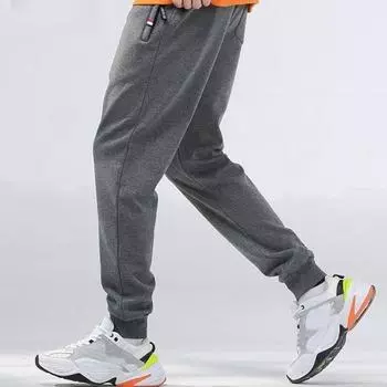 Однотонные мужские брюки с манжетами, свободные брюки с завязками на щиколотках, мягкие спортивные брюки с завязками на щиколотках XXXL светло-серый