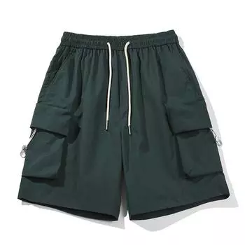 Однотонные мужские летние тонкие рабочие шорты, мужские брюки длиной пять четвертей, свободные повседневные брюки XXXXL чёрный