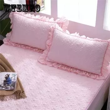 Однотонные наволочки из чистого хлопка. Пара стеганых наволочек с рюшами. Антибактериальные наволочки. (без подушек)