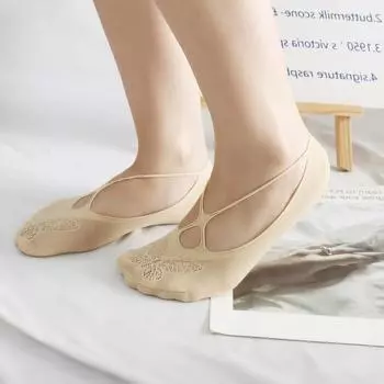 Однотонные невидимые сетчатые носки-лодочки кружевные носки тапочки женские носки-слинги телесный