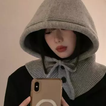 Однотонные осенне-зимние шапки для женщин и мужчин, вязаные теплые шапки с капюшоном, цельные шарфы, шапки для защиты ушей, шапки-балаклавы Elastic