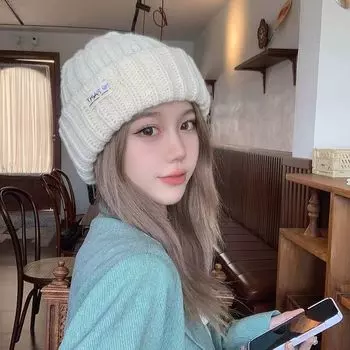 Однотонные осенне-зимние шапки для женщин, шерстяные вязаные теплые шапки-бини для улицы, женские вязаные крючком шапки-ушанки для девочек Elastic