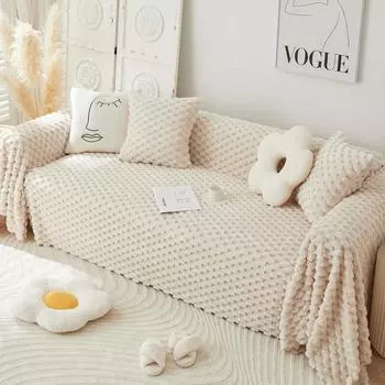 Однотонные плюшевые чехлы для дивана для гостиной, универсальные полотенца для дивана, 3-местный бархатный толстый мягкий чехол для дивана, пыленепроницаемый 180x130