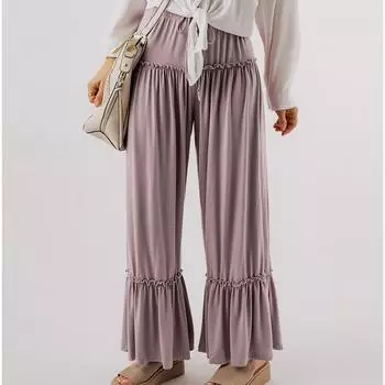 Однотонные повседневные брюки с высокой талией для женщин, европейские и американские, тонкие, универсальные, широкие брюки с завязками на шнурке, с девятью точками для женщин XL