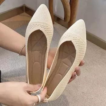 Однотонные повседневные туфли с плоской подошвой и неглубоким носком, дышащая сетчатая обувь 35 розовый