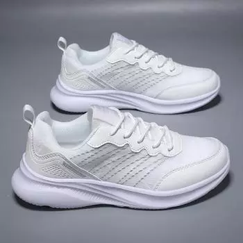 Однотонные простые кроссовки Ins Style High Sense для отдыха и поездок на работу на платформе с сетчатой поверхностью, дышащие кроссовки Flyknit, женская обувь 35