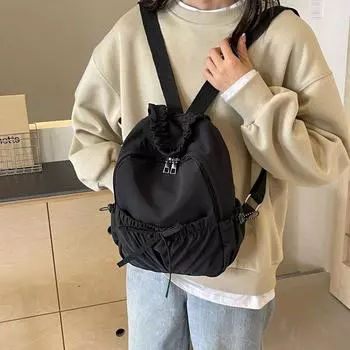 Однотонные простые рюкзаки для женщин, новые внутренние карманы на молнии из нейлона, повседневные универсальные швейные нитки, горячая распродажа