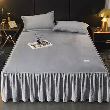 Однотонные простыни из молочного бархата, юбки, простыни, цельные толстые и теплые зимние покрывала, плюшевые простыни 120x200bed skirt 1pc