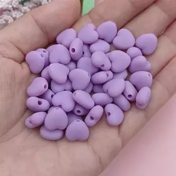 Однотонные резиновые бусины 11*10 мм, материалы для самостоятельного изготовления ювелирных изделий, аксессуары в форме сердца, 50 шт., модные бусины фиолетовый