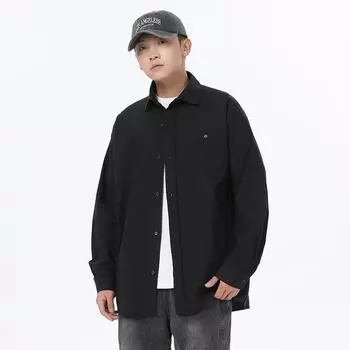 Однотонные рубашки с длинными рукавами для мужчин, повседневные и универсальные свободные кардиганы в корейском стиле, весенние и осенние рубашки для мужчин и подростков M