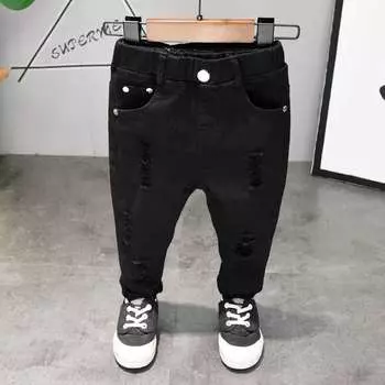 Однотонные рваные джинсы для мальчиков. Удобные брюки для латинских танцев. Брюки для мальчиков. Одежда для хора. Прямые брюки для выступлений студентов. Прямые брюки для мальчиков. 110 белый