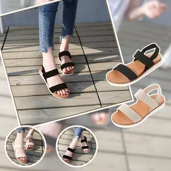 Однотонные сандалии с эластичной лентой, женские туфли на платформе Fairies Fangle 39 чёрный