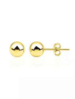 Однотонные серьги-шарики из блестящего золота 14 карат диаметром 5 мм для повседневного использования