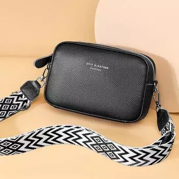 Однотонные сумки через плечо для женщин из натуральной коровьей кожи