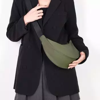 Однотонные сумки через плечо Простые женские сумки Модные сумки для мамочек Сумки в форме пельменей Универсальные сумки на одно плечо Полукруглые сумки чёрный