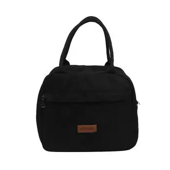 Однотонные сумки для пикника, сумки с термоизоляцией, сумки для ланча из ткани Оксфорд, портативные школьные сумки One Size чёрный