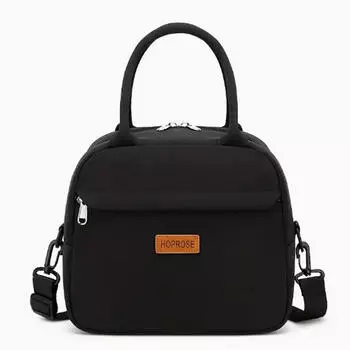 Однотонные сумки для пикника, сумки с термоизоляцией, сумки для ланча из ткани Оксфорд, портативные школьные сумки One Size чёрный