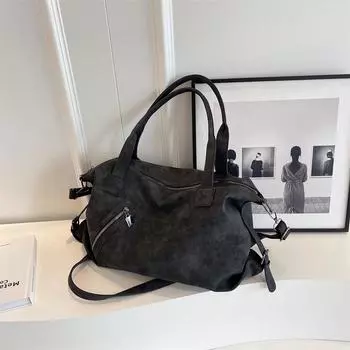 Однотонные сумки-тоуты на молнии для женщин из искусственной кожи, бархата, женские спортивные сумки для коротких поездок, модные сумки через плечо