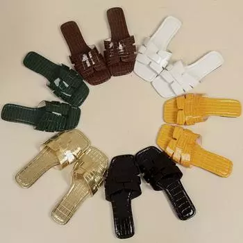 Однотонные тапочки на плоской подошве для женщин, женская обувь с квадратным носком, дышащие тапочки для женщин, которые можно носить на улице 35 чёрный