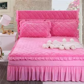 Однотонные теплые покрывала, стеганые утепленные покрывала, хлопковая юбка для кровати, комплекты постельного белья, матрас, королевский размер, покрывало на кровать 120x200cm