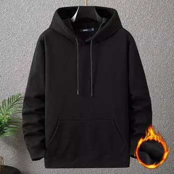 Однотонные толстовки мужские 12XL 10XL толстовки больших размеров осень-зима толстая флисовая толстовка мужская большой размер 12XL пуловер с капюшоном черный 2XL чёрный