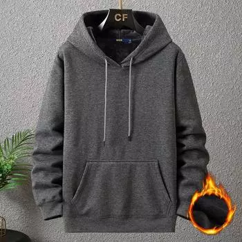 Однотонные толстовки мужские 12XL 10XL толстовки больших размеров осень-зима толстая флисовая толстовка мужская большой размер 12XL пуловер с капюшоном черный S чёрный