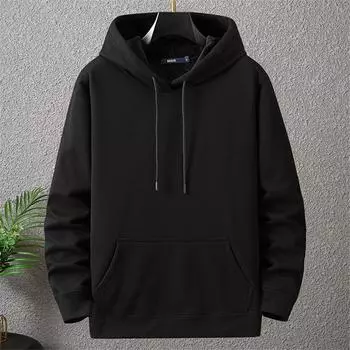 Однотонные толстовки с капюшоном для мужчин, толстовки больших размеров, осень-зима, толстая флисовая толстовка с капюшоном для мужчин, большой черный свитер с капюшоном 10XL чёрный