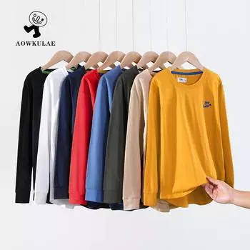 Однотонные топы с длинными рукавами для мальчиков в корейском стиле на весну и осень 140cm чёрный