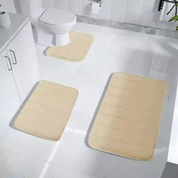 Однотонные трехкомпонентные коврики для ванной комнаты, впитывающие коврики для ванной комнаты цвета кораллового бархата, нескользящие коврики для входа в туалет 3pcs светло-серый