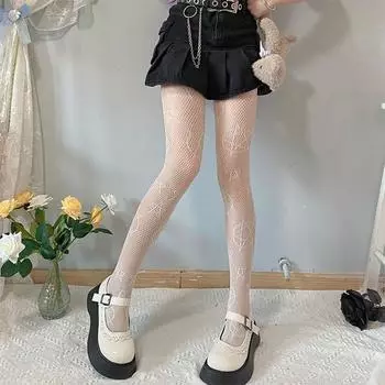 Однотонные универсальные кружевные носки в сеточку One Size белый