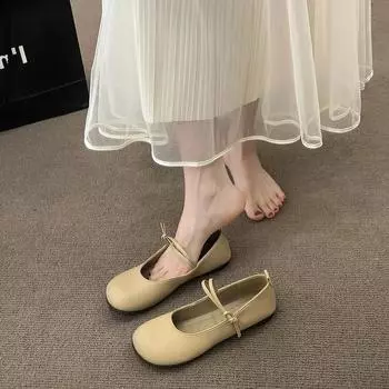 Однотонные универсальные женские туфли с круглым носком на плоской подошве с неглубоким носком, удобная верхняя одежда для женщин 35