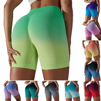 Однотонные узкие брюки для йоги ярких цветов с высокой талией и градиентом