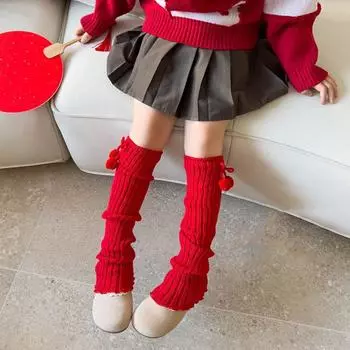 Однотонные вязаные носки Lolita Red Leg Socks Casual Jk Leg Warmers Pile Socks D