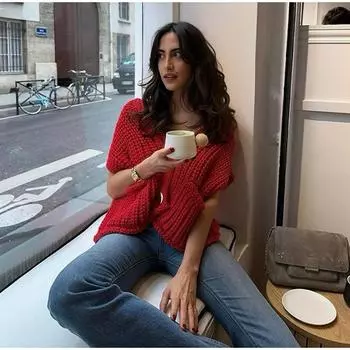 Однотонные вязаные женские жилеты с круглым вырезом, весенне-летние однобортные женские топы без рукавов с карманами S красный