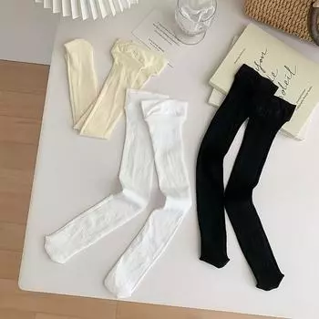 Однотонные женские чулки, дышащие сетчатые чулки, гольфы JK для девочек, черные, белые, длинные, тонкие, ажурные чёрный